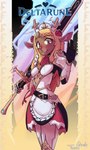 anthro antlers armor belt big_sword blonde_hair braided_hair breasts brown_body brown_eyes brown_fur chain cleavage clothed clothing cosplay female flower fluffy_ears fully_clothed fur gauntlets gesture gloves hair handwear holding_melee_weapon holding_object holding_sword holding_weapon horn legwear long_hair looking_at_viewer maid_headdress maid_uniform melee_weapon plant rose_(flower) shoulder_pads small_breasts smile solo standing sword sword_on_shoulder uniform vambrace waving waving_at_viewer weapon white_sclera vank_shush deltarune genshin_impact mihoyo undertale_(series) noelle_(genshin_impact) noelle_holiday deer mammal monster digital_drawing_(artwork) digital_media_(artwork) hi_res