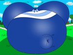 2022 ahegao anthro artist_name belly belly_expansion belly_squish bench berry_juice big_belly big_butt big_navel black_sclera blue_body blue_clothing blue_crop_top blue_ears blue_eyes blue_nose blue_shirt blue_topwear blueberry_inflation blueberry_juice building butt butt_expansion clothing cloud colored creaking crop_top dialogue english_text ethan_(reathe) expansion femboy generation_4_pokemon grass hand_on_belly hand_on_own_belly hi_res huge_belly huge_butt huge_navel hyper hyper_belly hyper_butt hyper_inflation hyper_navel inflation juice_(beverage) leaking_juice leaking_navel long_ears looking_at_belly looking_at_own_belly looking_pleasured looking_up lopunny male motion_lines navel navel_expansion nintendo onomatopoeia open_mouth open_smile outie_navel outside pattern_clothing pattern_crop_top pattern_topwear pink_tongue plant pokemon pokemon_(species) shaded shirt sidewalk sky smile solo sound_effects speech_bubble squish swelling text thatdragonkyle tongue tongue_out topwear tree white_clothing white_crop_top white_topwear