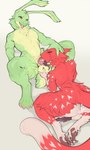 anthro anthro_on_anthro anthro_penetrated anthro_penetrating anthro_penetrating_anthro ball_fondling balls bodily_fluids claws cum cum_in_ass cum_in_mouth cum_inside duo erection fellatio finger_claws fondling fur genital_fluids genitals green_body green_fur half-closed_eyes hand_on_head humanoid_genitalia humanoid_penis lying male male/male male_penetrated male_penetrating male_penetrating_male multicolored_body multicolored_fur narrowed_eyes on_back oral oral_penetration pawpads penetration penile penis pupils red_body red_fur sex simple_background slit_pupils tail toe_claws tongue tongue_out two_tone_body two_tone_fur vein veiny_penis white_background white_body white_fur yellow_body yellow_eyes yellow_fur raptoral limes raptoral_(character) lagomorph leporid mammal rabbit sergal 2021 absurd_res digital_media_(artwork) hi_res