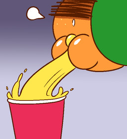 big_vulva bodily_fluids citrus_fruit clitoris container cum cup female food freckled_face freckles fruit genital_fluids genitals green_hair hair juice leaf leaf_hair obscured_eyes orgasm peeing plant plant_hair pseudo_hair red_cup simple_background solo urine vaginal_fluids vulva watersports slem shu_(slem) food_creature waddling_head
