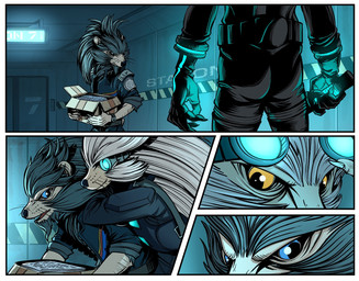 anthro blue_eyes clothed clothing duo eyewear facial_hair fur futuristic gloves goatee goggles hair handwear male smile tail uniform uniformed_male weapon yellow_eyes cringehog animal_humanoid eulipotyphlan eulipotyphlan_humanoid hedgehog hedgehog_humanoid humanoid mammal mammal_humanoid comic digital_media_(artwork) hi_res