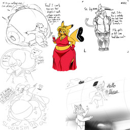 anthro belly big_belly butt clothing dress female group huge_belly morbidly_obese obese overweight red_clothing red_dress simple_background text thick_thighs white_background thatoneaceguy nintendo pokemon eeveelution espeon garchomp generation_1_pokemon generation_2_pokemon generation_4_pokemon legendary_pokemon meowth mew_(pokemon) pikachu pokemon_(species) sandshrew totodile 1:1 2024 english_text hi_res sketch