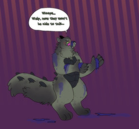 ambiguous_gender anthro berry_juice beverage blueberry_inflation blueberry_juice bursting inflatable inflation juice_(beverage) popping simple_background solo spherical_inflation text sstinkies monster unknown_species english_text nonbinary_(lore)