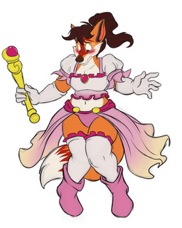 after_transformation anthro blue_eyes blush brown_hair clothed clothing dress female fur gem gloves hair handwear jewelry leggings legwear looking_down magic magical_girl_outfit magical_girl_transformation magical_girl_wand orange_body orange_fur pink_clothing ponytail red_body red_fur scepter shocked solo surprise_transformation surprised transformation transformation_through_magic underwear unexpected white_body white_clothing white_fur zubuzz ferox_(feroxdoon) canid canine fox mammal red_fox true_fox 4:5 absurd_res hi_res nonbinary_(lore)