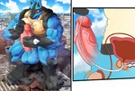 anthro balls blue_body bodily_fluids building city cock_vore erection genital_fluids genitals humanoid_genitalia humanoid_penis internal macro male male_pred mass_vore masturbation multiple_prey muscular muscular_male penile penis precum sitting solo spines tail urethra urethral vore mayar nintendo pokemon canid canine generation_4_pokemon lucario mammal pokemon_(species) absurd_res digital_media_(artwork) hi_res