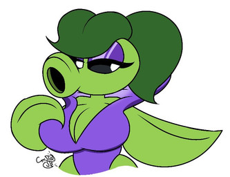 black_sclera breasts clothing eyelashes eyeshadow female glistening_eyelids green_body green_hair hair half-closed_eyes leaf leaf_arms leaf_hair leotard long_eyelashes makeup narrowed_eyes not_furry plant plant_hair pseudo_hair purple_clothing purple_eyeshadow purple_leotard simple_background siphon_(anatomy) solo three-quarter_view white_background white_eyes crystalstic electronic_arts plants_vs._zombies popcap_games echo_pea elemental_creature elemental_humanoid flora_fauna humanoid peashooter_(pvz) plant_humanoid 2026 colored digital_media_(artwork) flat_colors portrait signature three-quarter_portrait