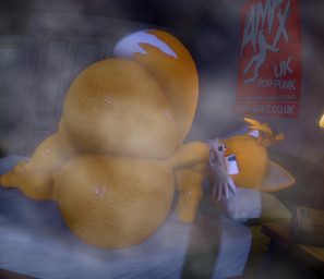 anthro big_butt bodily_fluids bottom_heavy butt butt_focus clenched_teeth digging_into_butt femboy freckled_face freckles heat_(temperature) huge_butt hyper hyper_butt male musk musky_butt nude_male pear-shaped_figure sweat sweatdrop sweaty_butt teeth thick_thighs uneven_eyelids wide_hips kirby_animatez uncle_aiden_(modeler) sega sonic_the_hedgehog_(series) miles_prower canid canine fox mammal red_fox true_fox 3d_(artwork) digital_media_(artwork) hi_res