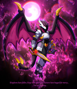anthro clothed clothing female light melee_weapon moon moonlight shield solo sword warrior weapon wings thony_dog capcom monster_hunter elder_dragon malzeno absurd_res hi_res