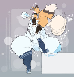 4_fingers abdominal_bulge abdominal_bulge_deepthroat anthro anthro_on_anthro anthro_penetrated anthro_penetrating anthro_penetrating_anthro areola ball_tuft balls bell bell_collar bent_over big_areola big_balls big_breasts big_butt big_nipples black_collar black_eyes black_nose blue_areola blue_inner_ear blue_nipples blue_text breast_tuft breasts brown_ear_tips butt cheek_tuft circle_eyebrows clothing collar countershade_torso countershading deep_throat dipstick_ears dipstick_tail dominant dominant_gynomorph dominant_intersex duo ear_grab ear_markings eyebrows face_fucking face_mounting facial_tuft female female_anthro fingerless_gloves fingers fur genitals gloves gynomorph gynomorph/female gynomorph_anthro hair handwear head_tuft heart_symbol huge_areola huge_balls huge_breasts huge_butt huge_nipples hyper hyper_balls hyper_breasts hyper_genitalia intersex intersex/female intersex_anthro interspecies irrumatio larger_female larger_penetrated larger_sub markings multicolored_body multicolored_ears multicolored_fur multicolored_tail narrowed_eyes neck_bulge nipples onomatopoeia open_mouth open_smile oral oral_penetration orange_body orange_ears orange_fur orange_tail orange_tuft penetration penile penis_in_mouth plap sex side_view size_difference slosh small_but_hung smaller_gynomorph smaller_intersex smile sound_effects submissive submissive_female tail tail_markings tan_balls tan_body tan_countershading tan_eyebrows tan_inner_ear tan_tail_tip tan_tuft text thick_thighs toeless_legwear toeless_stockings tongue tongue_out tuft white_body white_breasts white_ears white_fur white_hair white_heart white_tail white_text white_tuft wide_hipped_anthro wide_hipped_female wide_hipped_gynomorph wide_hipped_intersex starreuges bb_(starreuges) canid canine lagomorph leporid mammal rabbit 2025 digital_media_(artwork) hi_res