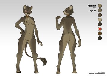 4_toes 5_fingers anthro areola biped breasts brown_body brown_fur brown_tail butt cocked_hip feet female fingers front_view fur genitals navel nipples nude nude_anthro nude_female rear_view red_eyes smile solo standing tail toes vulva foxovh farajah_(smooshkin) felid lion mammal pantherine 2025 digital_drawing_(artwork) digital_media_(artwork)