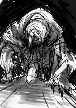 animal_genitalia animal_penis anthro big_penis biped black_background canine_genitalia canine_penis clothing covered_eyes erection genitals hunched_over knot male penis robe simple_background solo baothghalach elden_ring fromsoftware gurranq_(elden_ring) canid canine canis mammal wolf 2022 absurd_res digital_media_(artwork) greyscale hi_res monochrome sketch
