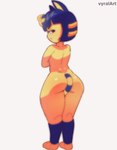 anthro anus ass_up bent_over biped black_eyebrows blue_eyes blue_hair blue_tail breasts butt eyebrows eyelashes feet female female_anthro fingers fur genitals glistening glistening_body glistening_breasts glistening_butt hair leg_markings looking_at_viewer looking_back looking_back_at_viewer looking_through looking_through_legs markings multicolored_tail nude nude_anthro nude_female plump_labia presenting presenting_anus presenting_pussy pussy raised_tail simple_background socks_(marking) solo spread_legs spreading tail tail_markings toes two_tone_tail white_background yellow_body yellow_fur yellow_tail vyralart animal_crossing nintendo ankha_(animal_crossing) domestic_cat felid feline felis mammal 2025 2d_animation animated digital_media_(artwork) frame_by_frame hi_res short_playtime