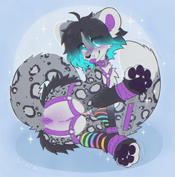 4_toes andromorph ankle_cuffs ankles_tied anthro anus bdsm black_nose blush bondage bound breath claws clitoris collar cuff_(restraint) feet fur genitals hair harness intersex leash leather leather_bondage leather_harness motion_lines pawpads paws purple_collar purple_leash purple_leather purple_pawpads restraints simple_background solo sparkles submissive tail tail_anus toe_claws toes tongue tongue_out vulva wuff34 chris_(rexvander) felid mammal pantherine snow_leopard hi_res