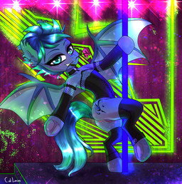 bowed_string_instrument butt cello clothing corset dancing female feral genitals lingerie musical_instrument nude pole pole_dancing solo string_instrument topwear vulva caliluminos hasbro my_little_pony dusk_(character) bat bat_pony equid equine horse mammal pony absurd_res hi_res