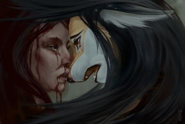 anthro blood bodily_fluids duo female female/female latex conditional_dnp royz alyx_(latex) canid canine canis felid feline human hybrid lynx mammal wolf