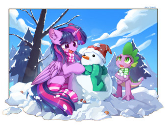 cloud duo ear_tuft female feral holidays horn male male/female plant scarf snow snowball snowman tree tuft wings gale_spark christmas friendship_is_magic hasbro my_little_pony mythology santa_claus spike_(mlp) twilight_sparkle_(mlp) dragon equid equine gulonine mammal marten mustelid musteline mythological_creature mythological_equine mythological_scalie pine_marten scalie winged_unicorn hi_res