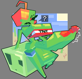ahoge ambiguous_feral ambiguous_gender balls big_balls big_breasts big_penis bodily_fluids breasts cleavage clothed clothing duo erection eyelashes feral genital_fluids genitals glans glistening glistening_balls glistening_breasts glistening_genitalia glistening_glans glistening_penis green_balls green_body green_breasts green_goo green_penis green_skin gynomorph gynomorph_humanoid hair hair_over_eye highlights_(coloring) huge_balls huge_breasts huge_penis humanoid_genitalia humanoid_penis hyper hyper_balls hyper_genitalia hyper_penis intersex intersex_humanoid leaking_precum masturbation motion_lines mouth_closed not_furry orange_hair penis precum precum_from_penis question_mark red_eyes red_glans skimpy square_(anatomy) sweat vein veiny_penis lottieplus microsoft minecraft mojang xbox_game_studios creeper_(minecraft) creeper_humanoid goo_creature humanoid slime_(minecraft) 2025 digital_media_(artwork) hi_res