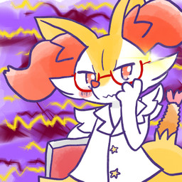 ambiguous_anthro ambiguous_gender anthro biped blush blush_stickers book clothed clothed_ambiguous clothed_anthro clothing coat eyewear food front_view glasses hand_on_cheek holding_book holding_object looking_at_viewer mouth_closed no_pupils object_in_tail shrimp_(food) snout solo star_polygon tail topwear wavy_mouth wearing_glasses white_clothing white_coat white_topwear annyui0611 nintendo pokemon braixen canid generation_6_pokemon mammal pokemon_(species) 1:1 2024 digital_drawing_(artwork) digital_media_(artwork) half-length_portrait hi_res japanese_description portrait translated_description