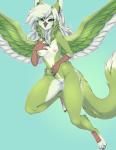 anthro breasts feathered_wings feathers female genitals nipples non-mammal_breasts nude pussy solo thick_thighs wide_hips wings miiyori avian bird hi_res