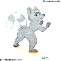 3_toes anthro black_nose blue_eyes butt crotch_lines feet female fur looking_back patreon_logo patreon_username presenting presenting_crotch presenting_hindquarters raised_tail smile solo spread_legs spreading tail text toes yordraw cartoon_hangover doctor_lollipop patreon coco_(doctor_lollipop) mammal procyonid raccoon 1:1 hi_res traditional_media_(artwork) url