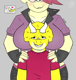 age_difference anthro big_breasts big_female breasts clothing duo female male male/female size_difference smaller_male smile threehorns tricero_spikes vixie_vyper ceratopsian ceratopsid chasmosaurine dinosaur marginocephalian ornithischian prehistoric_species reptile scalie triceratops hi_res