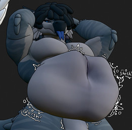 anthro anthro_pred belly big_belly claws digestion dreadlocks fluffy fur genitals grey_body hair hair_over_eye hand_behind_head male male_pred muscular muscular_anthro muscular_male navel nude nude_anthro nude_male oral_vore pecs penis solo tongue vore white_body white_fur anaroth mythology gravel_(anaroth) dragon furred_dragon furred_scalie mammal mythological_creature mythological_scalie scalie 3d_(artwork) digital_media_(artwork)