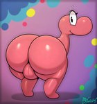 abstract_background anthro backsack balls bent_over big_balls big_butt black_eyes butt candy dessert food genitals glistening huge_balls huge_butt huge_thighs looking_at_viewer looking_back male nude pie_cut_eyes pink_balls pink_body presenting presenting_hindquarters rear_view smile solo thick_thighs miso_souperstar nerds food_creature living_candy nerd_(species) 2022 absurd_res hi_res