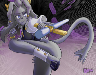 anthro bangs big_ears bottomless bottomless_anthro bottomless_female cape capelet clothed clothing club_(weapon) convenient_censorship cross diamond_shape eyebrows female fluffy hip_fluff hooves horn kick melee_weapon motion_lines nightstick preparing_to_strike shoulder_cape solo tail thick_eyebrows topwear vest weapon white_cape white_capelet white_clothing geminart pseudoregalia sybil_(pseudoregalia) bovid caprine domestic_cat felid feline felis goat hybrid lagomorph leporid mammal rabbit 2025 absurd_res digital_drawing_(artwork) digital_media_(artwork) digital_painting_(artwork) hi_res painting_(artwork) signature