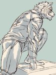 anthro biped clothed clothed_anthro clothed_male clothing fur grey_background male muscular muscular_anthro muscular_male one_leg_up pose raised_leg side_view simple_background smile solo stripes tail inubikko felid mammal pantherine tiger 2024