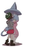 brown_hair clothed clothing dress duo female female/female hair headgear interspecies kissing not_furry pink_clothing pink_dress pokephilia thin_calves thin_legs thin_thighs ikutasemi nintendo pokemon gloria_(pokemon) generation_8_pokemon hatterene human humanoid mammal pokemon_(species) absurd_res hi_res