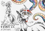 2024 alirfesta_felastis anthro backpack boots clothing dated digital_media_(artwork) duo equid equine female footwear hi_res horse inktober inktober_2024 ki'rinaes mammal reptile scalie shoes sketch snake sunny_way sunny_way_(character)