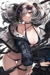 bra breasts clothing eyewear female glasses grey_hair hair jacket smile solo topwear underwear goomrrat arknights hypergryph studio_montagne feater_(arknights) animal_humanoid bear humanoid mammal mammal_humanoid ursid_humanoid 2020 hi_res