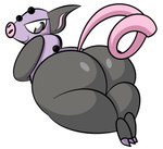 2_toes absurd_res ambiguous_gender anthro bent_arm big_butt blush butt butt_focus curled_tail ekkokenight feet forehead_gem gem generation_3_pokemon glistening glistening_butt grey_body grey_eyes grumpig hi_res looking_back lying multicolored_body nintendo nude nude_ambiguous nude_anthro pink_body pink_nose pink_tail pokemon pokemon_(species) purple_body rear_view shaded simple_background smile solo tail thick_thighs toes white_background