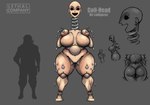 armless bald big_breasts black_eyes breasts doll_joints empty_eyes eyelashes featureless_breasts female front_view genitals grey_background huge_breasts nude open_mouth open_smile pussy simple_background smile solo tan_body thick_thighs wide_hips bangboodoragon lethal_company animate_inanimate coil-head_(lethal_company) humanoid absurd_res hi_res