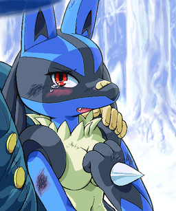 3_toes 5_fingers anthro anthro_focus anthrofied arm_around_shoulder band-aid bandage biped black_body black_fur blue_body blue_ears blue_fur blush bodily_fluids breasts bruised close-up clothed clothing countershade_torso countershading detailed_background duo faceless_character faceless_male fangs featureless_breasts feet female female_focus fingers forest fur gloves_(marking) hand_on_shoulder hand_spike humanoid_hands iris light_body light_skin looking_at_viewer male markings medium_breasts multicolored_body multicolored_fur nude open_mouth outside plant pokemorph pupils red_eyes simple_background snout solo_focus spikes spikes_(anatomy) tan_body tan_skin tears teeth toes tree white_spikes wood wounded yellow_body yellow_breasts yellow_countershading yellow_fur g-sun nintendo pokemon pokemon_trainer canid canine generation_4_pokemon human lucario mammal pokemon_(species) 5:6 digital_media_(artwork) oekaki