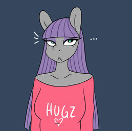 anthro anthrofied big_breasts breasts clothed clothing ellipsis female green_eyes solo text somescrub friendship_is_magic hasbro my_little_pony maud_pie_(mlp) earth_pony equid equine horse mammal pony 2015 hi_res