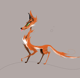 ambiguous_gender feral fur green_eyes orange_tail simple_background smile solo tail tan_background teeth white_body white_fur naircat canid canine fox mammal red_fox true_fox 2015