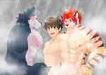 abs anthro bathing big_pecs blue_body blue_fur blush bodily_fluids brown_hair fur grin group hair human_on_anthro imminent_sex interspecies larger_anthro larger_male male male/male multicolored_body multicolored_fur muscular muscular_anthro muscular_male nipples nude open_mouth pecs red_hair shower showering size_difference smaller_human smaller_male smile steam striped_body striped_fur stripes sweat trio water white_body white_fur yellow_body yellow_fur owatana0 lifewonders tokyo_afterschool_summoners breke_(tas) nomad_(tas) protagonist_(tas) twink_protagonist_(tas) canid canine canis felid human mammal pantherine tiger wolf hi_res