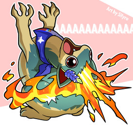 big_pupils claws flower plant pupils scarf screaming zoomies blitzdrachin conditional_dnp nintendo pokemon pokemon_mystery_dungeon spike_chunsoft generation_2_pokemon pokemon_(species) quilava tagme