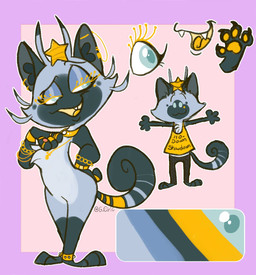 ambiguous_gender anthro biped black_body black_fur blue_body blue_eyes blue_fur chibi claws clothing color_swatch female fur jewelry multicolored_body narrowed_eyes open_mouth pawpads simple_background smile solo squint t-pose teeth text tongue tuft white_body white_fur yellow_pawpads yellow_tongue g-elric nintendo pokemon alolan_form alolan_meowth felid generation_7_pokemon mammal pokemon_(species) regional_form_(pokemon) 2020 digital_drawing_(artwork) digital_media_(artwork) english_text hi_res model_sheet