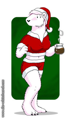 3_toes 4_fingers anthro barefoot beverage border bottomwear breasts cheek_tuft christmas_clothing christmas_headwear claws cleavage clothed clothed_anthro clothed_female clothing coffee_pot facial_tuft feet female fingers fur green_background hat headgear headwear holding_beverage holding_object holidays looking_back midriff navel santa_hat shorts simple_background solo text toe_claws toes topwear tuft white_body white_border white_fur doc_nickel christmas the_whiteboard cara_ataksak bear mammal polar_bear ursine 2025 url