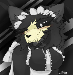 anthro blush blush_lines bone clothing female maid_headdress maid_uniform skull skull_head solo uniform noonearts scp_foundation scp-1471-a malo skull_dog absurd_res hi_res