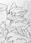 akabane_jin ambiguous_gender anthro generation_7_pokemon heart_symbol hi_res legendary_pokemon mammal monochrome nintendo pokemon pokemon_(species) sketch solo zeraora