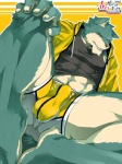 anthro bulge clothed clothing looking_at_viewer male muscular muscular_anthro muscular_male pose shirt solo spread_legs spreading tank_top topwear underwear kenn suzu_ice_cloud canid canine canis mammal wolf 3:4 hi_res