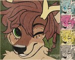 ambiguous_gender anthro antlers brown_body brown_fur brown_hair eyebrow_through_hair eyebrows fur green_eyes hair holly_(plant) horn leaf leaf_in_hair looking_at_viewer one_eye_closed plant screentone simulated_traditional_(artwork) smile snout solo tan_body tan_fur translucent translucent_hair wink winking_at_viewer literaldeerirl ilex_(literaldeerirl) deer mammal new_world_deer white-tailed_deer 2022 adobe_photoshop_(artwork) artist_name bust_portrait digital_drawing_(artwork) digital_media_(artwork) hi_res portrait