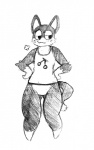 anthro blush bottomless cherry clothed clothing food fruit male plant shirt solo tank_top thigh_gap topwear dusty-pixels animal_crossing nintendo punchy_(animal_crossing) domestic_cat felid feline felis mammal black_and_white graphite_(artwork) monochrome traditional_media_(artwork)