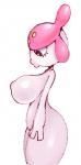 big_breasts breasts butt conditional_dnp exed_eyes eyelashes female generation_3_pokemon hi_res humanoid light_body light_skin lips medicham nintendo nipples noseless not_furry nude pink_nipples pokemon pokemon_(species) side_view simple_background solo thick_thighs white_background white_body white_skin wide_hips