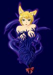 2009 animal_humanoid big_breasts blonde_hair bound breasts canid canid_humanoid canine canine_humanoid clothing comic corruption female fox_humanoid green_eyes hair hat headgear headwear humanoid looking_at_viewer mammal mammal_humanoid nude ran_yakumo simple_background solo tamakko tentacles touhou