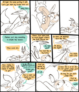 3_fingers 4_fingers 8_panel_comic anthro bed blush bodily_fluids breast_squish breasts bulge clothed clothing color_coded color_coded_speech_bubble cowgirl_position dialogue dominant dominant_female duo explicitly_stated_consent eye_contact female female_on_top fingers foreplay from_front_position furniture genitals hand_on_chest hand_on_penis hooved_fingers hooves horizontal_pupils interspecies larger_dom larger_female linked_speech_bubble long_penis looking_at_another lying lying_on_bed male male/female male_on_bottom nipples nude nude_anthro nude_female nude_male on_back on_bed on_bottom on_top penis penis_awe pillow profanity pupils sex sheared sitting sitting_on_bed size_difference smaller_male speech_bubble squish submissive submissive_male sweat sweatdrop tail tenting text topless topless_male the_weaver pack_street avo_(weaver) remmy_cormo african_golden_wolf bovid canid canine canis caprine egyptian_wolf mammal sheep 2025 comic digital_media_(artwork) english_text hi_res