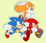 anthro big_eyes big_head black_nose clothing flying footwear gloves grin group handwear helicopter_tail male shoes simple_background smile toony sssonic2 sega sonic_the_hedgehog_(series) knuckles_the_echidna miles_prower sonic_the_hedgehog canid canine echidna eulipotyphlan fox hedgehog mammal monotreme 2017 hi_res